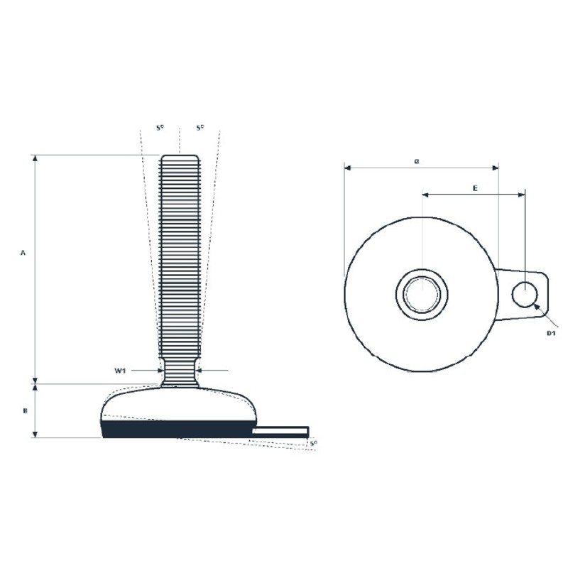 Inoxroll Oy - Täysikierteiset säätöjalat – M pultattava (fix)-AISI 304-316