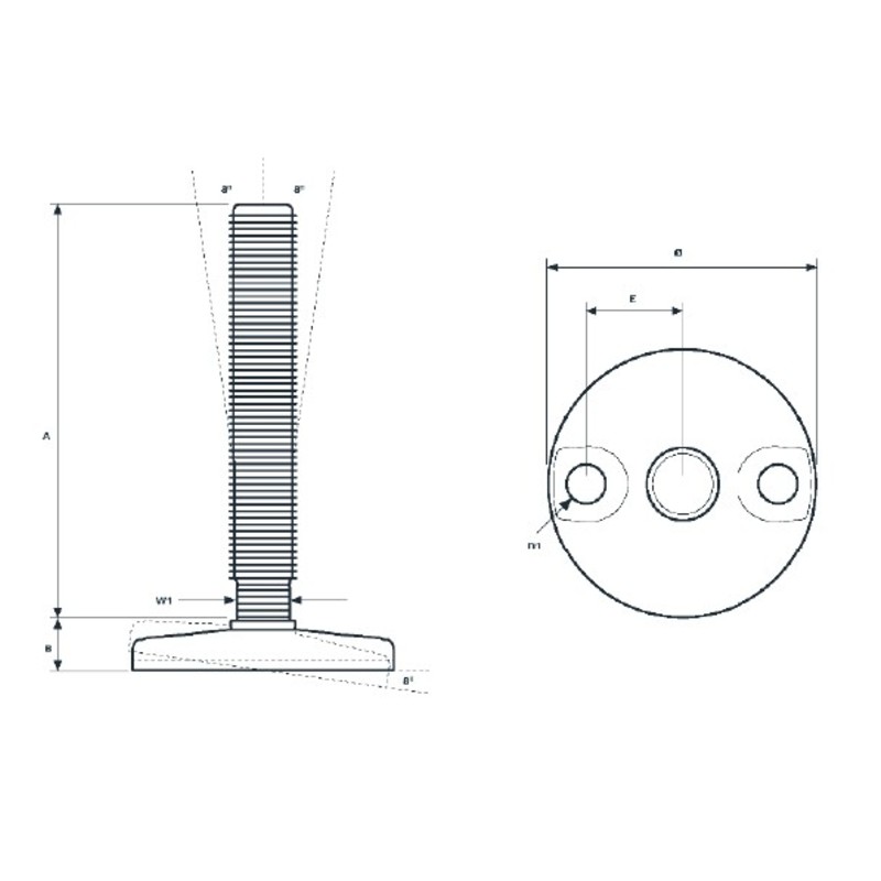Inoxroll Oy - Täysmetalliset säätöjalat – KJ/KJ AS, pultattava-AISI 306-316